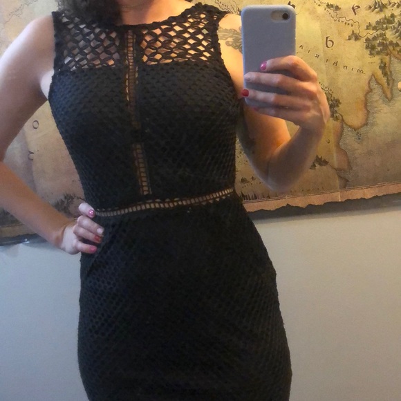 Navy with Black mesh highline Dress - Picture 2 of 4